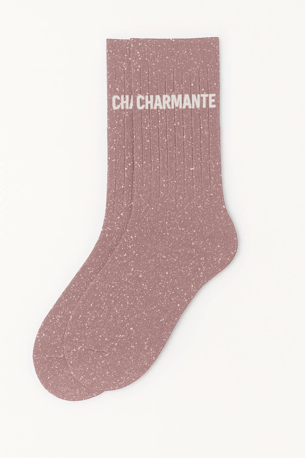 Chaussettes à Paillettes à Message "Charmante" Rose Gold