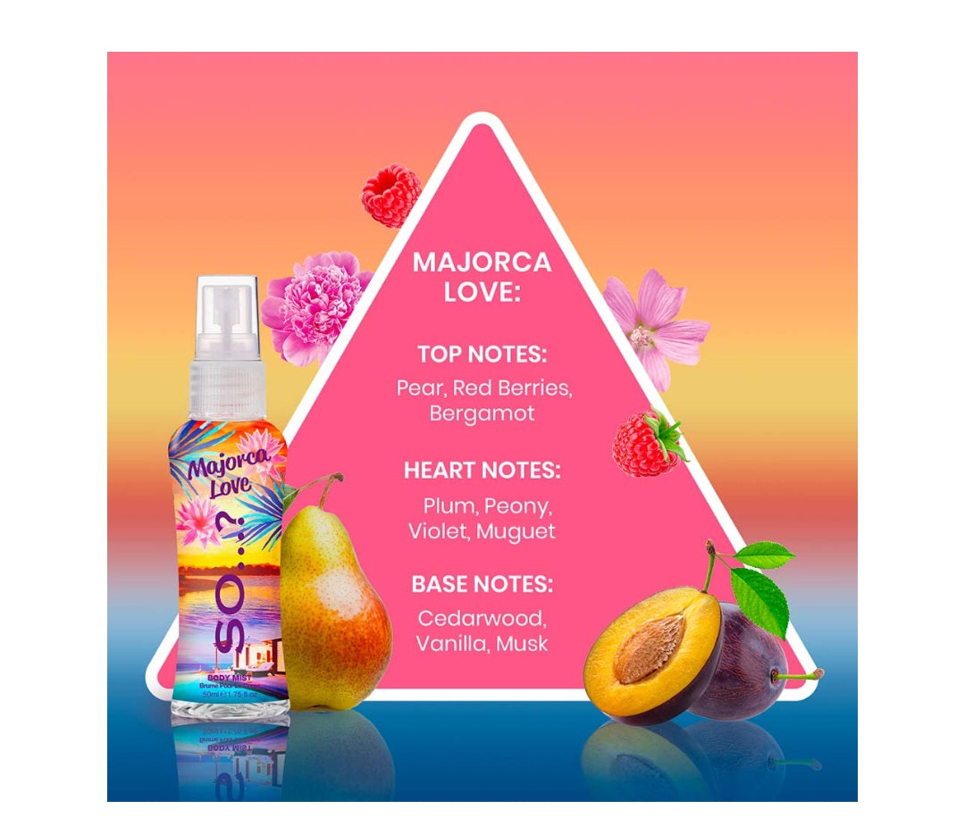 Mini Brume Majorca Love - Fruits Rouges, Violette, Vanille - 50ml