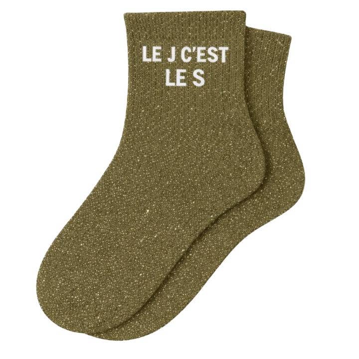 Chaussettes Courtes à Paillettes "Le J c'est le S"
