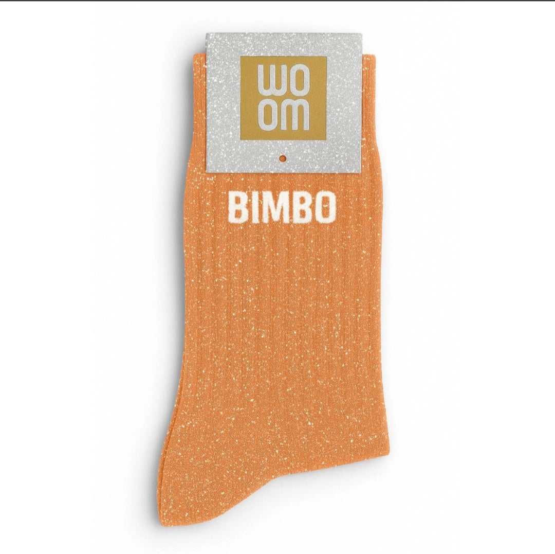 Nouveau
Chaussettes à Paillettes à Message "Bimbo" - Orange