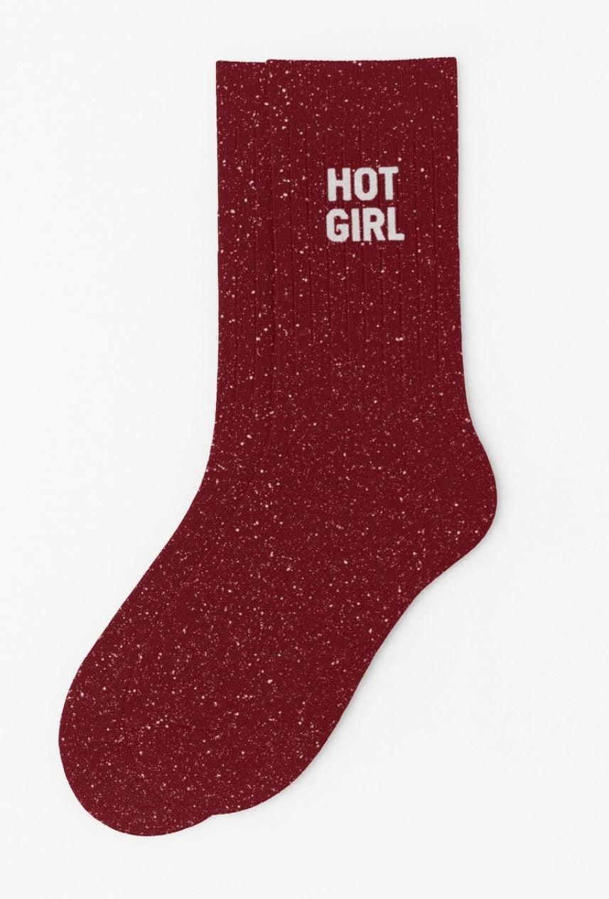 Chaussettes à Paillettes à Message "Hot Girl" - Cherry Pop