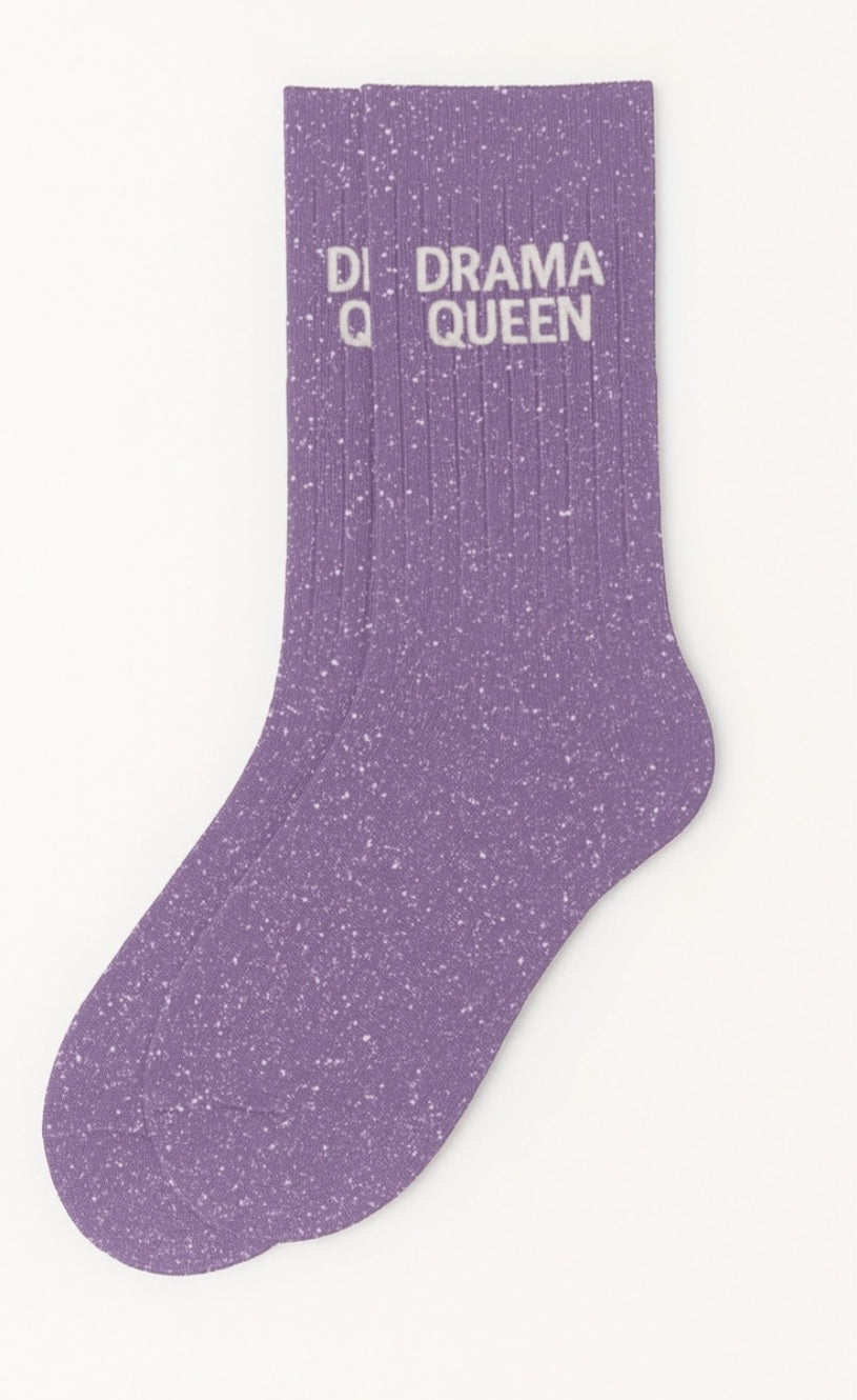 Chaussettes à Paillettes à Message "Drama Queen" Mauve