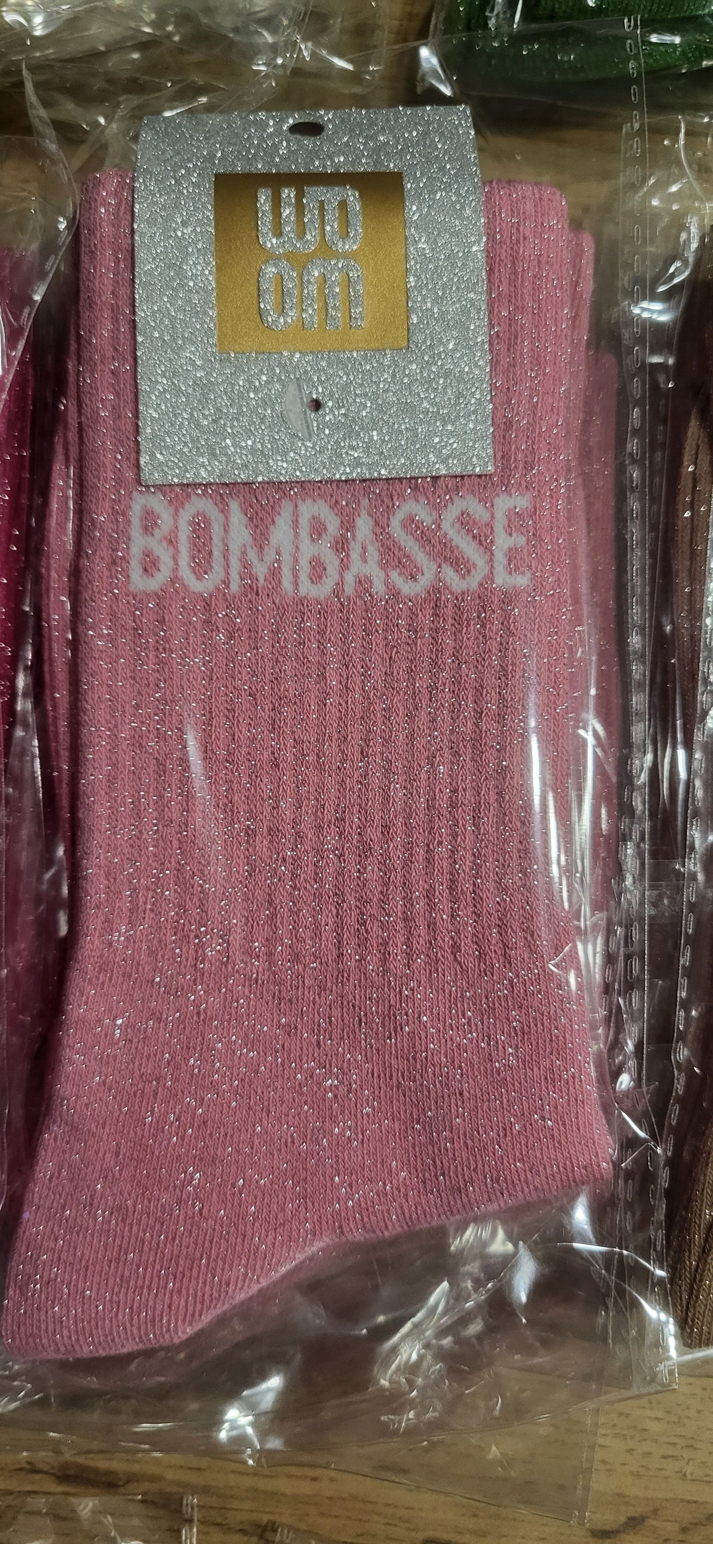 Chaussettes à Paillettes à Message "Bombasse" Rose Bubble
