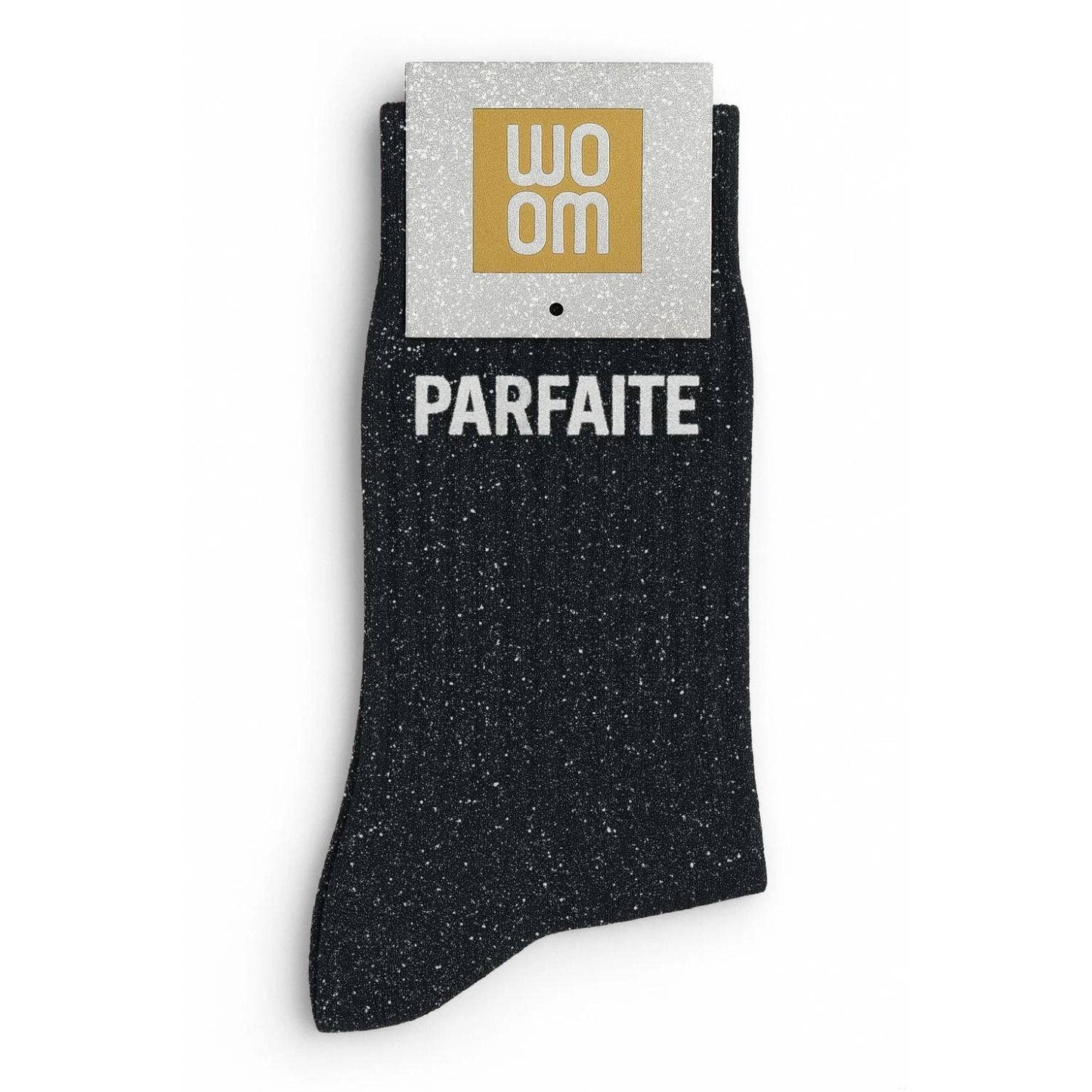 Chaussettes à Paillettes à Message "Parfaite" Noir