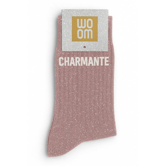 Chaussettes à Paillettes à Message "Charmante" Rose Gold