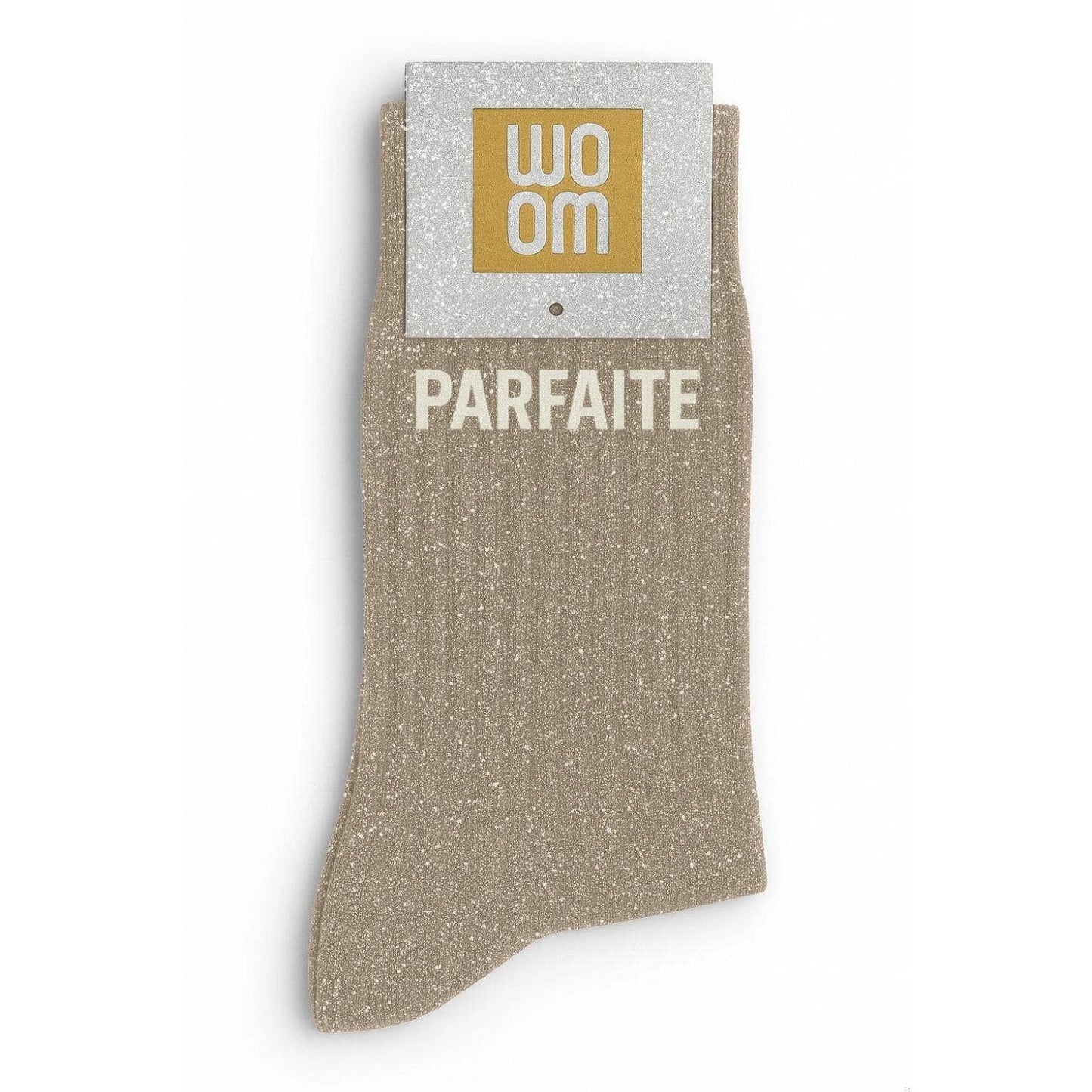 Chaussettes à Paillettes à Message "Parfaite" Beige