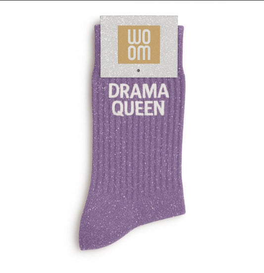 Chaussettes à Paillettes à Message "Drama Queen" Mauve