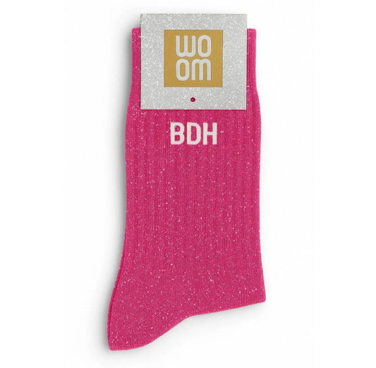 Chaussettes à Paillettes à Message "BDH" Fuschia