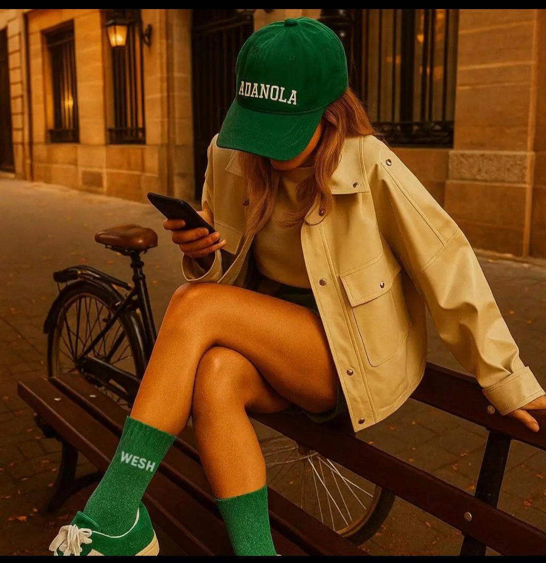 Chaussettes à paillettes "wesh" verte